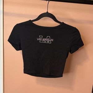 Garage Black LA Graphic Crop Top